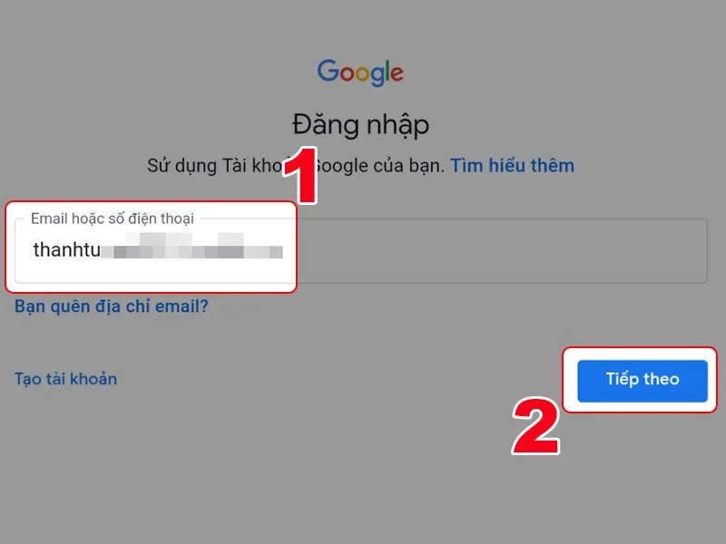 Chọn Đăng nhập