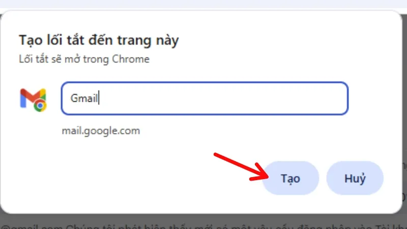 Chọn đồng ý tạo