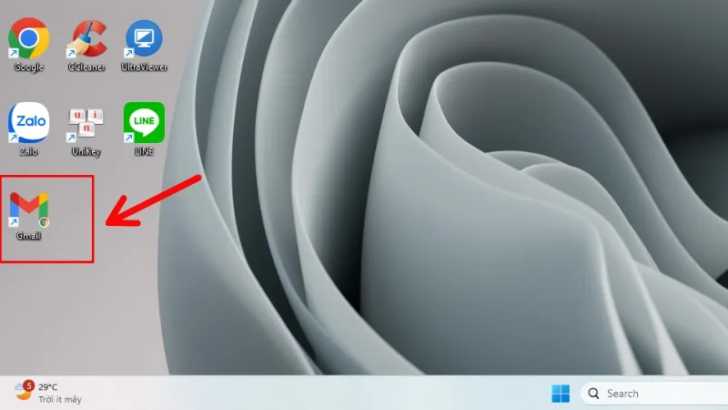 Biểu tượng Gmail sẽ xuất hiện ngay trên màn hình Desktop của bạn