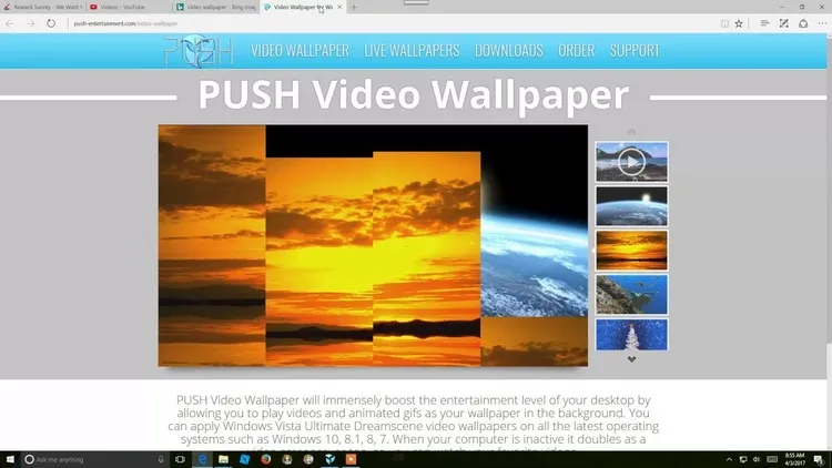 Giao diện chính của PUSH Video Wallpaper với các tùy chọn cơ bản