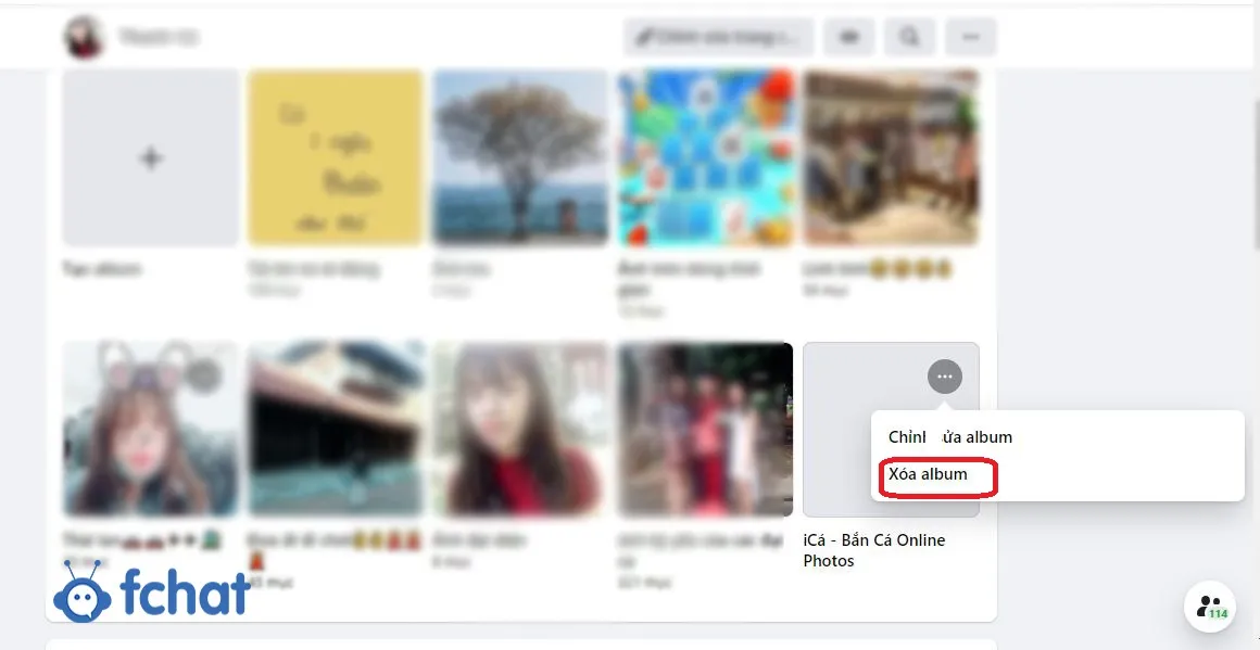 Biểu tượng ba chấm để truy cập vào tùy chọn Xóa album ảnh trên Facebook
