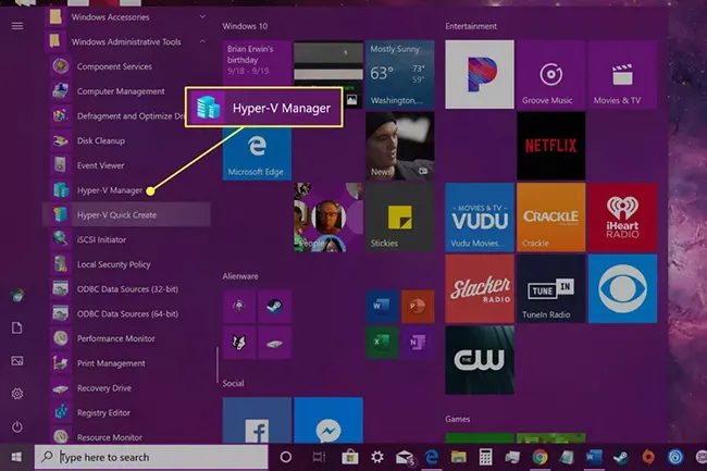 Mở Hyper-V Manager