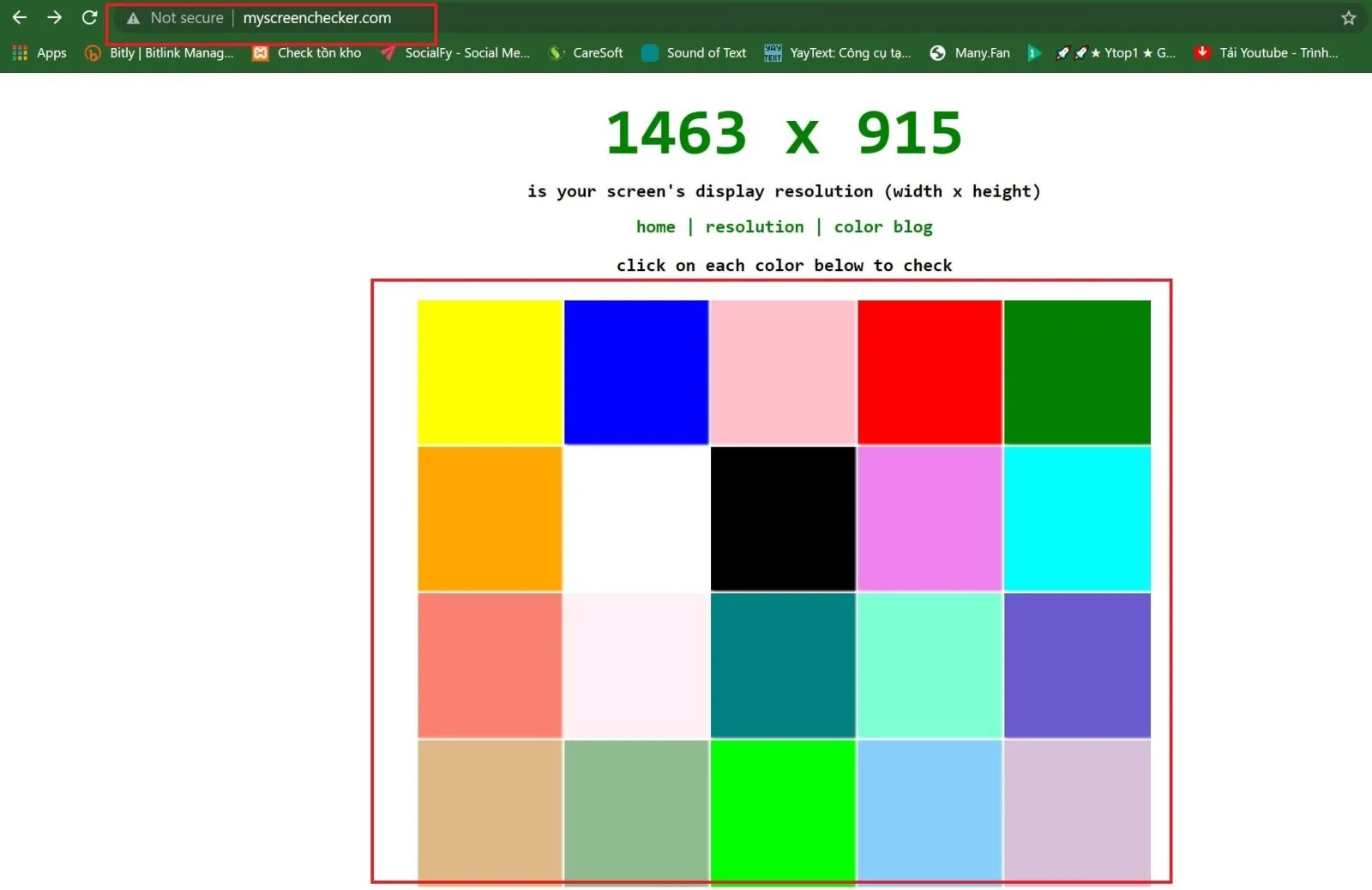 Sử dụng Myscreenchecker để thực hiện cách test màn hình máy tính trực tuyến