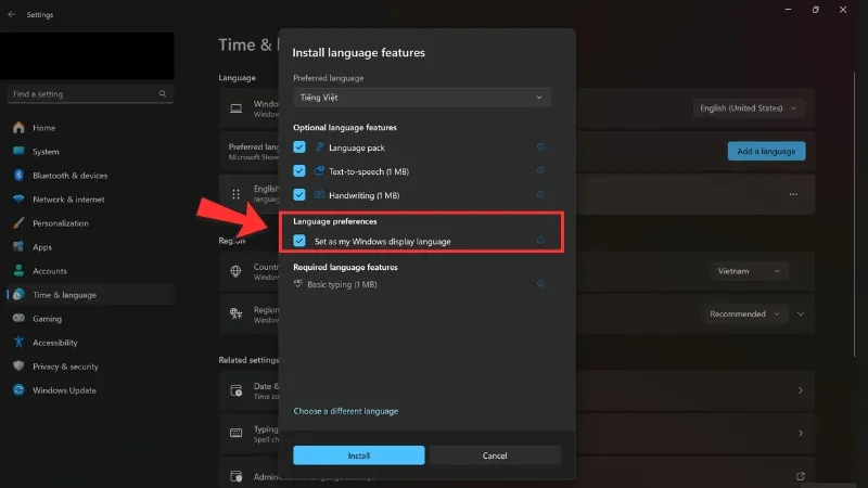 Set as my Windows display language