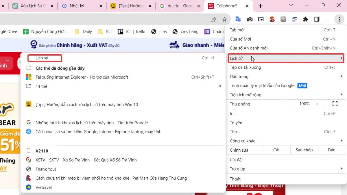 Cách xóa lịch sử trên máy tính trên Google Chrome, bước 2