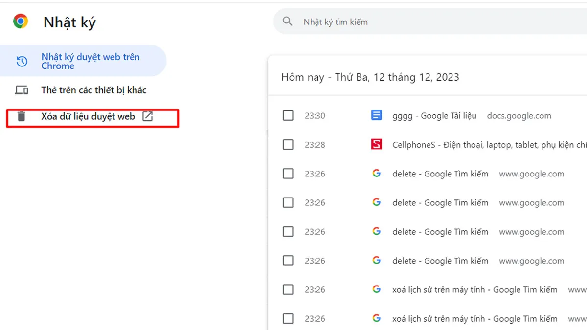 Cách xóa lịch sử trên máy tính trên Google Chrome, bước 3