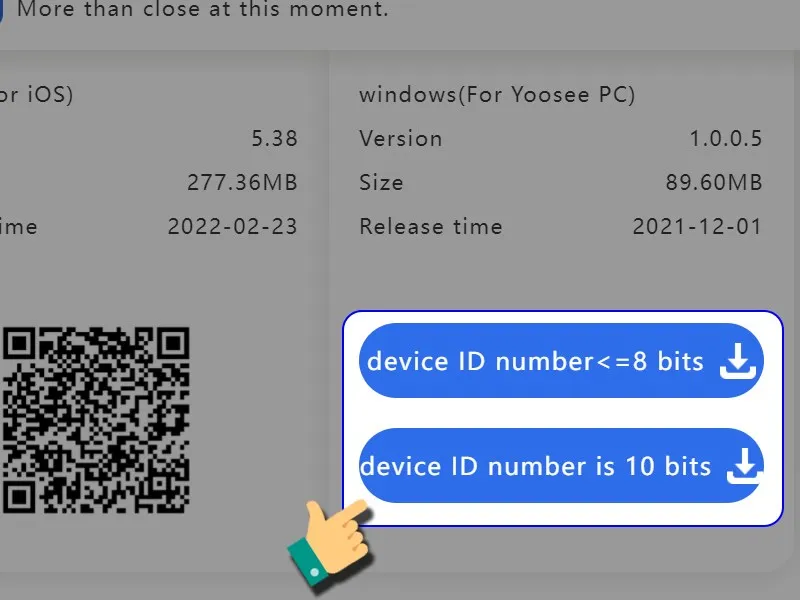 Chọn phiên bản Yoosee phù hợp với ID camera
