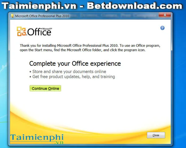 Cài đặt Outlook 2010 hoàn tất