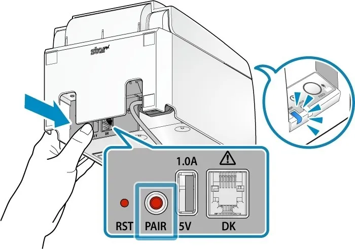 Máy in ở chế độ sẵn sàng ghép nối Bluetooth