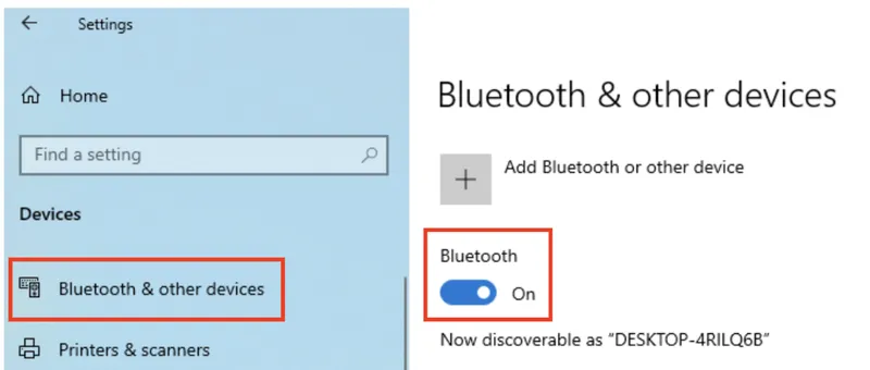Mục Bluetooth & other devices trong Settings của Windows
