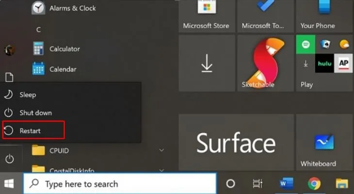 Khởi động lại hệ thống máy tính là bước đầu tiên trong cách sửa chuột máy tính