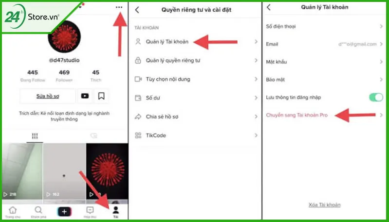 Chuyển tài khoản tiktok thành tài khoản pro