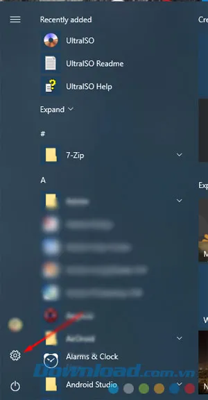 Click Start chọn Settings