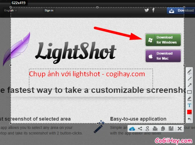chụp ảnh màn hình với lightshot