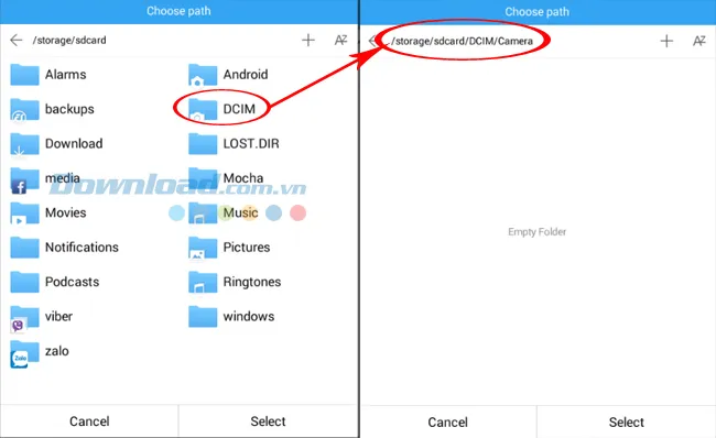 Chọn vị trí lưu trữ thích hợp cho các tệp ảnh vừa chuyển