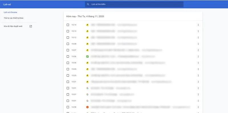 Cửa sổ lịch sử duyệt web