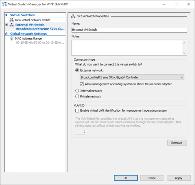 Chọn mạng vật lý để kết nối với VPS