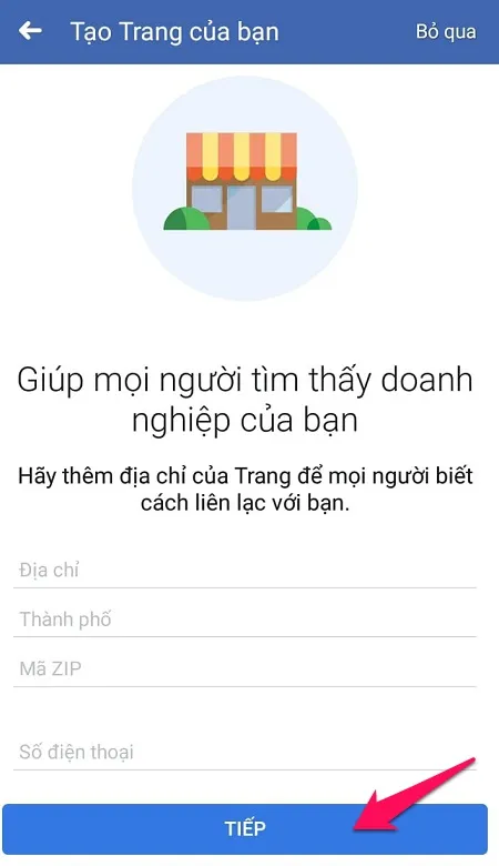 Thêm địa chỉ chi tiết để tăng độ tin cậy cho Fanpage