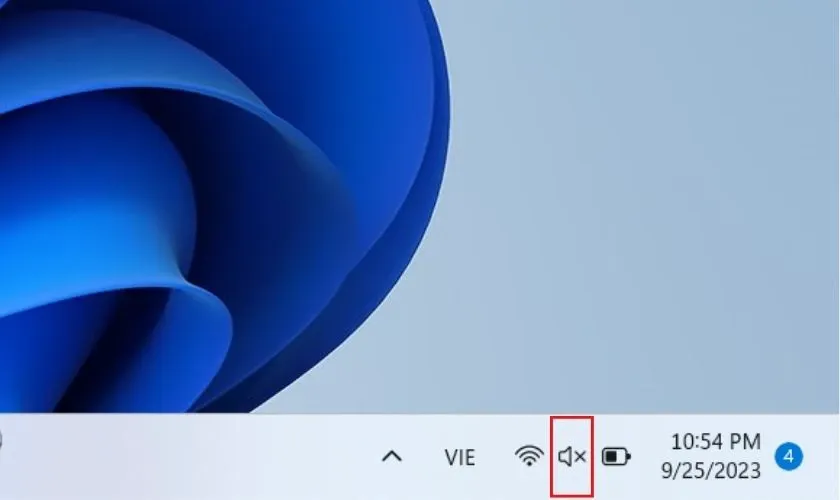 Biểu tượng âm thanh bị tắt (Mute) cần kiểm tra khi thực hiện cách sửa lỗi tai nghe trên máy tính