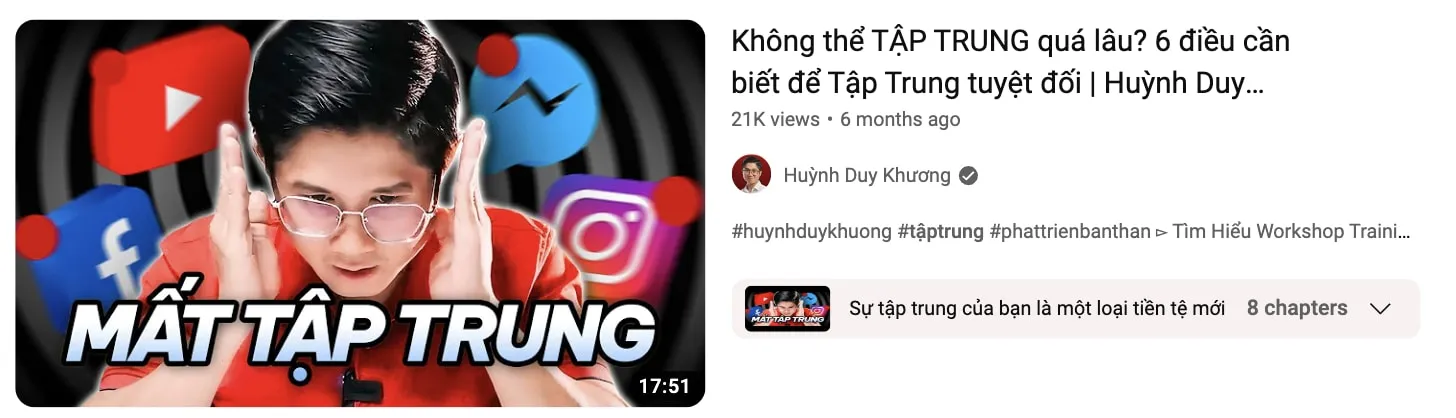 Các video Youtube mới về chủ đề tăng sự tập trung