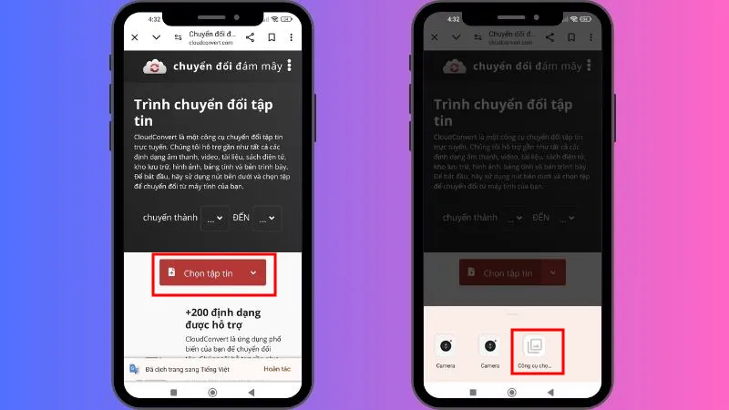 Truy cập vào trang web CloudConvert