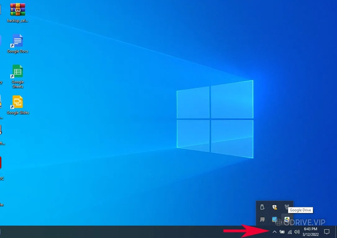 Mở Google Drive từ thanh Taskbar để bắt đầu sử dụng