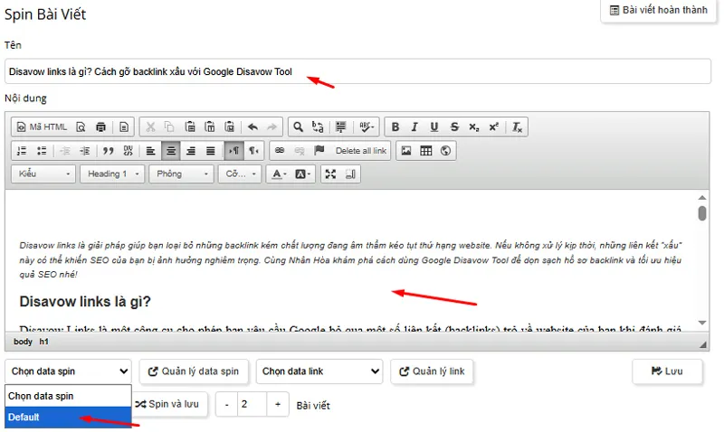 spin content là gì