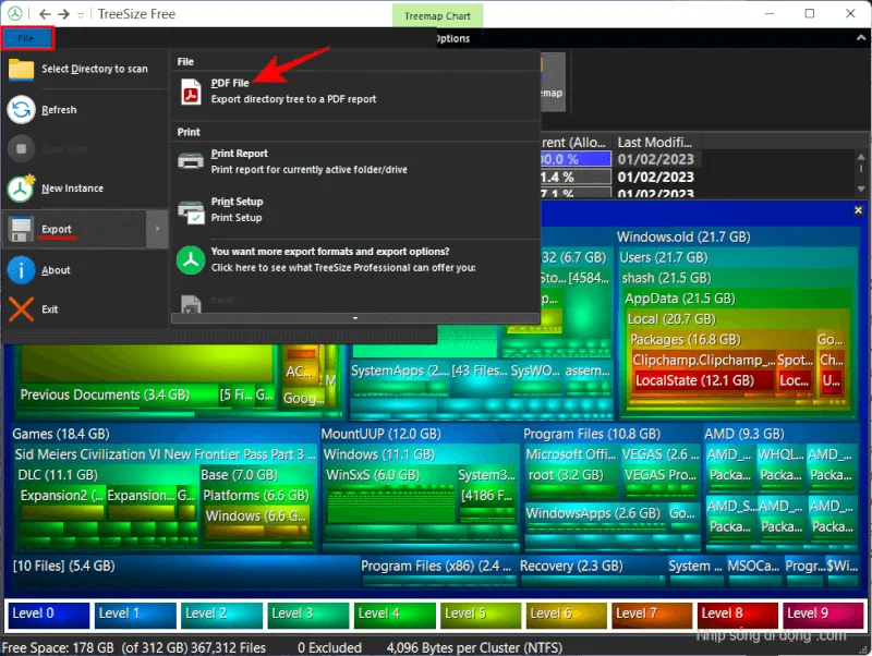Nhấp vào tab “File” -> nhấp vào nút “Export”