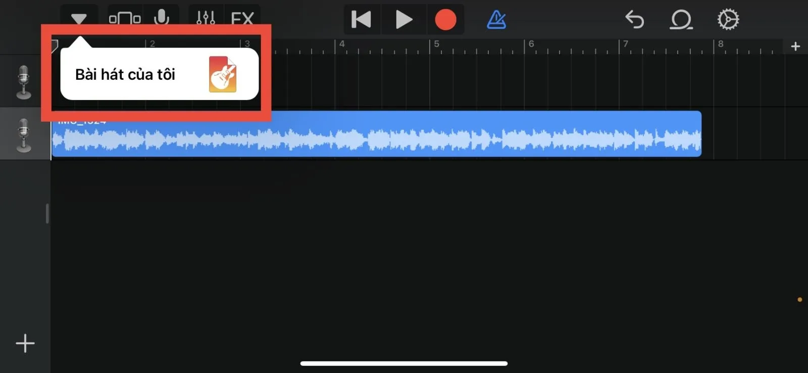 Lưu dự án GarageBand