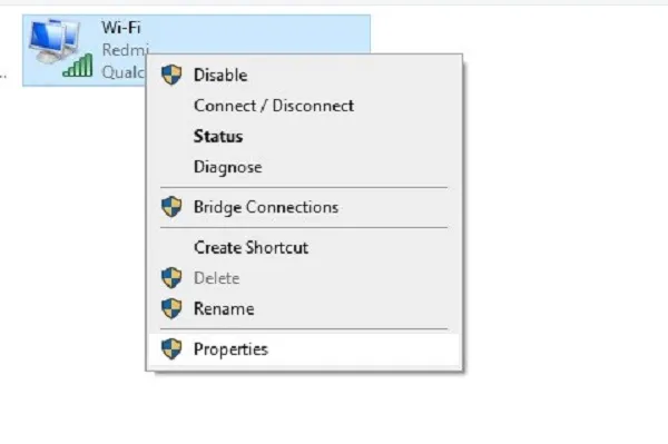 Chọn Properties của card mạng