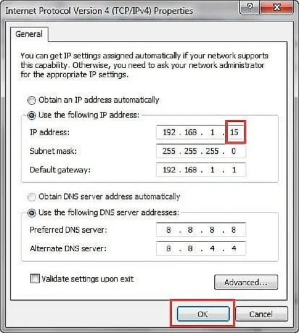 Cài đặt IP tĩnh và DNS