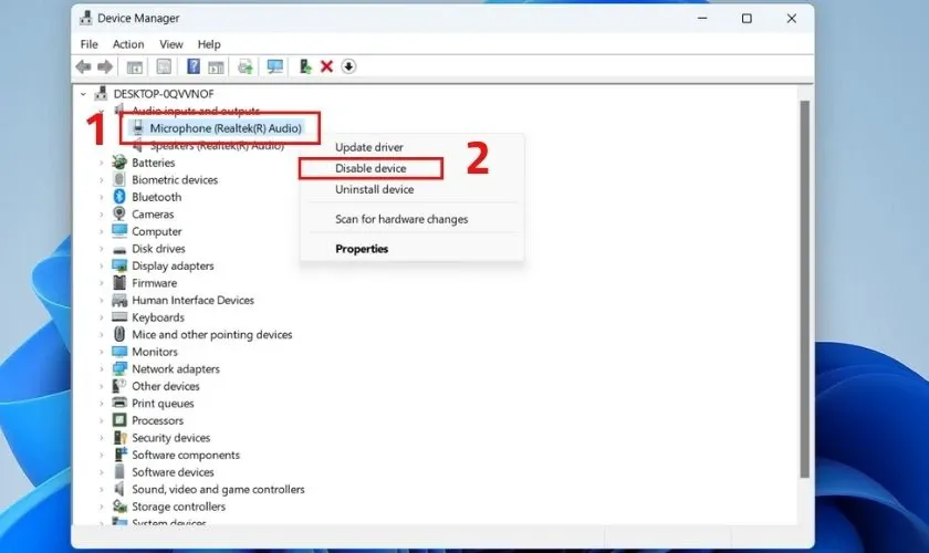 Kích hoạt thiết bị Microphone trong Audio inputs and outputs là một bước khắc phục lỗi mic của tai nghe