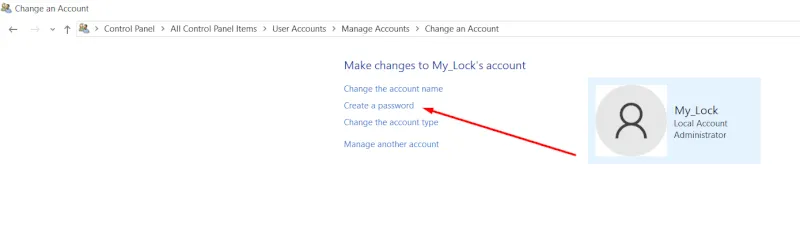 Chọn Change the password để thay đổi hoặc xóa mật khẩu