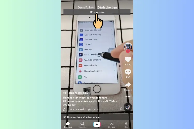 Cách sao chép liên kết TikTok