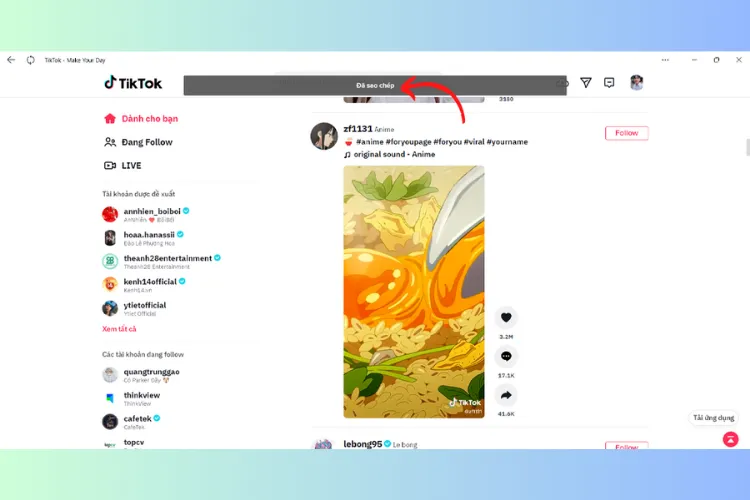 Cách sao chép liên kết TikTok trên máy tính