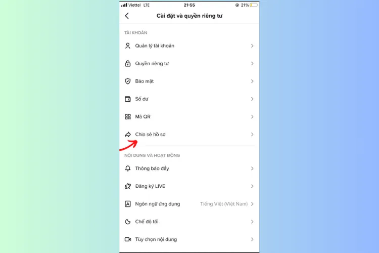 Thực hiện "Sao chép liên kết" hồ sơ cá nhân