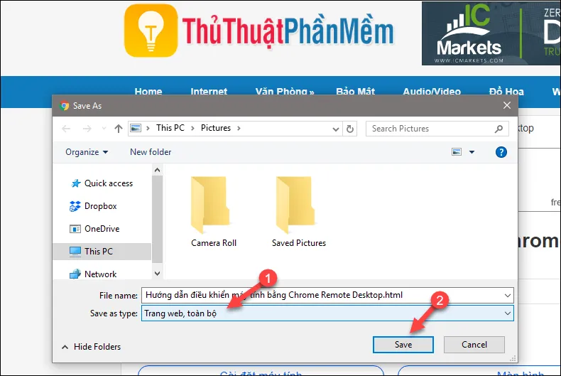 Mở trình duyệt và truy cập trang web đó, sau đó nhấn phím Ctrl + S