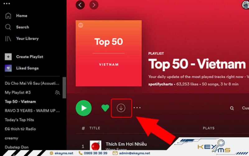 Nhấp chuột vào nút Tải xuống để lưu trữ danh sách phát trên máy tính