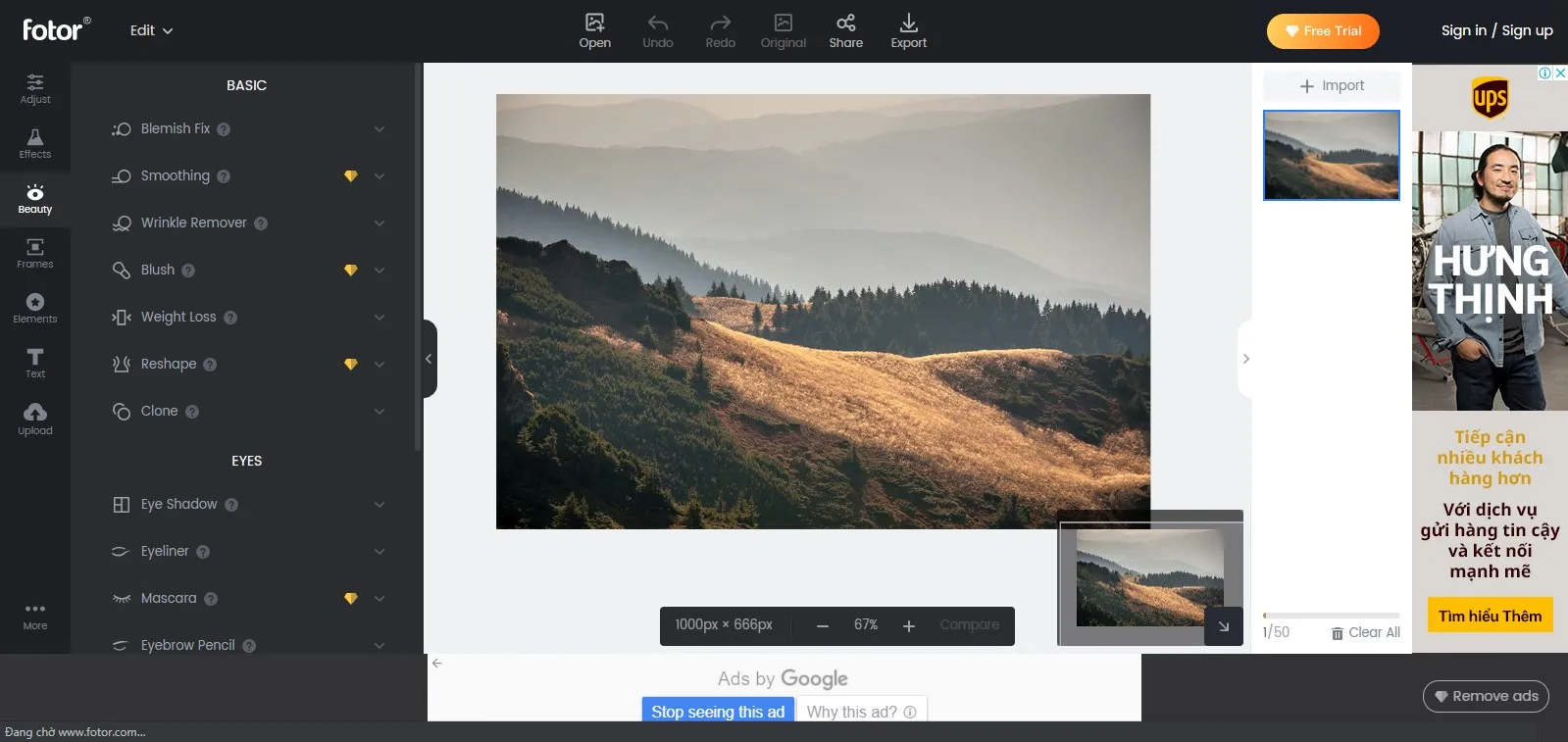 chỉnh sửa ảnh với Fotor