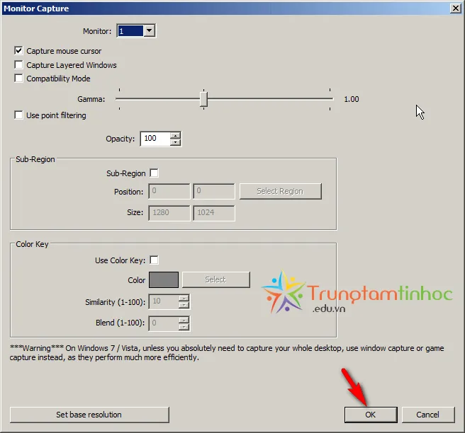 Thiết lập kết nối nguồn quay màn hình cho việc phát video trực tiếp trên máy tính bằng OBS