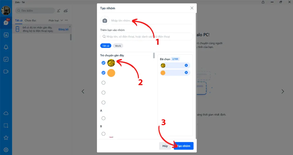 Nhập tên nhóm và nhấn Tạo nhóm để hoàn thành.