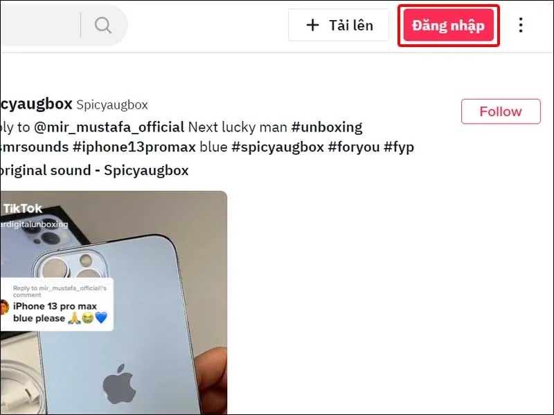 Hình ảnh minh họa giao diện đăng nhập web của TikTok, cần thiết để bắt đầu quy trình đăng video.