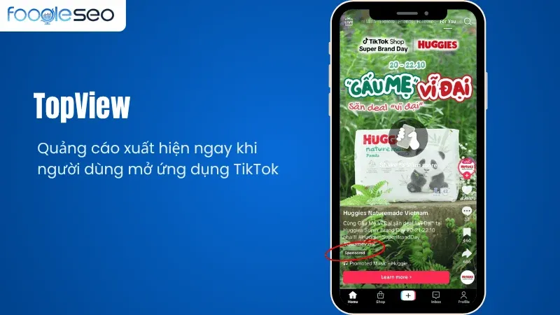 Top View quảng cáo video xuất hiện ngay khi người dùng mở ứng dụng TikTok