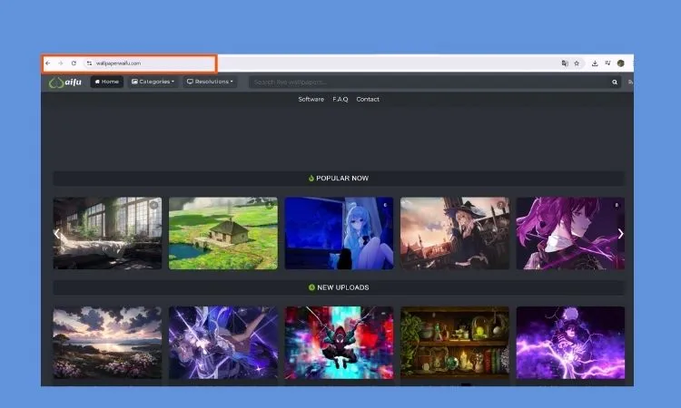 Giao diện của trang web WallpaperWaifu.com và cách tải hình nền