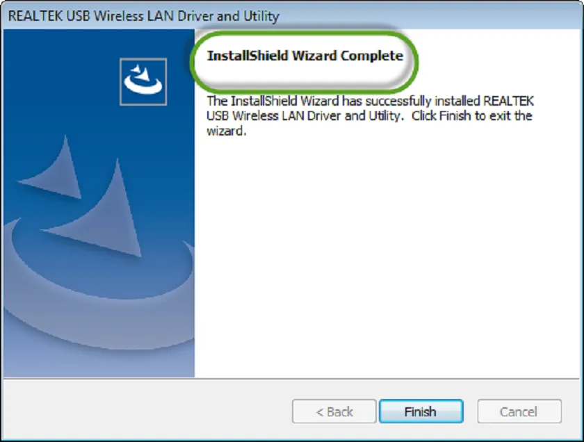 Cửa sổ hoàn thành quá trình cài đặt Driver WiFi