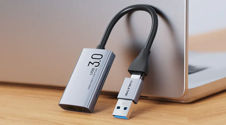 Thẻ ghi hình HDMI sang USB-C hỗ trợ cách sử dụng máy tính xách tay làm màn hình