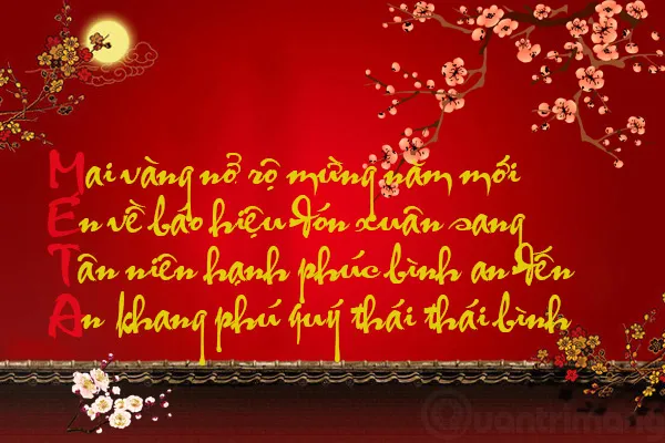 Viết câu đối lên ảnh hoa đào