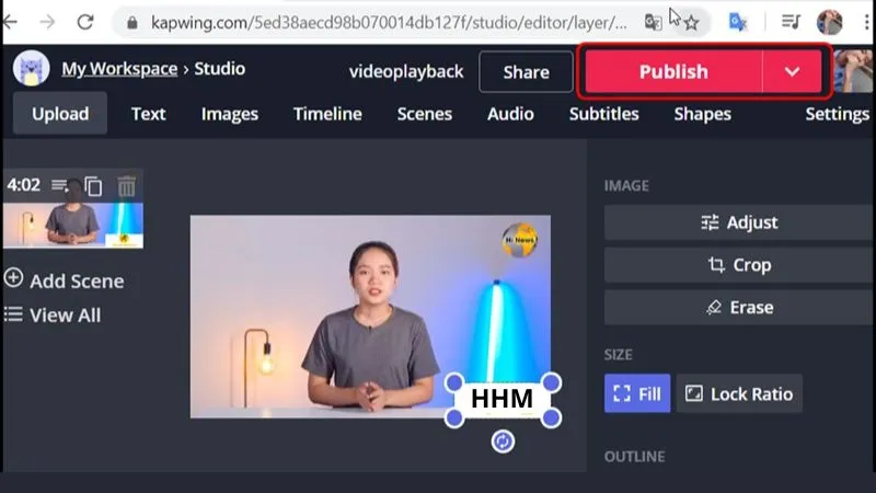 Sử dụng lớp che (Overlay) để xóa logo TikTok trên Kapwing