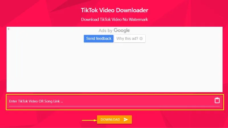 Giao diện MusallyDown và ô dán link