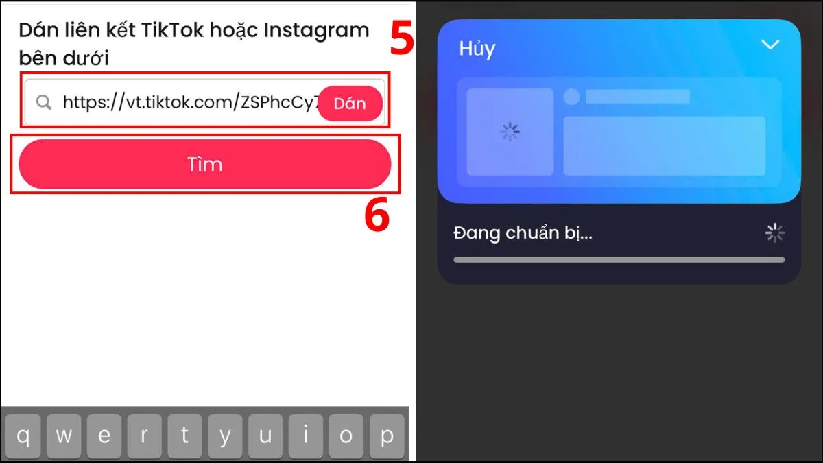 Dán liên kết vào ReposterTik và xóa logo TikTok trên iPhone